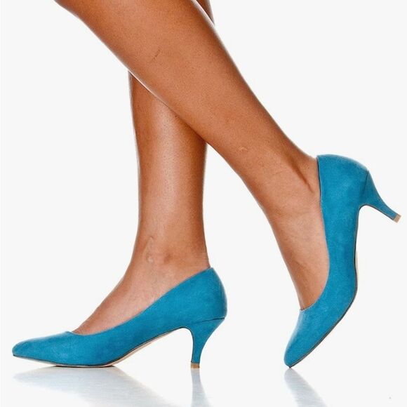 🩵NWOB Riverberry Turquoise Katy Suede Heels Size 8 - Picture 1 of 14